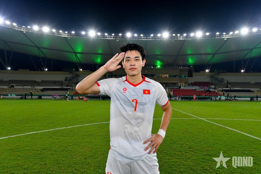 Cầu thủ U23 Việt Nam Đình Bắc trong trang phục tập luyện.